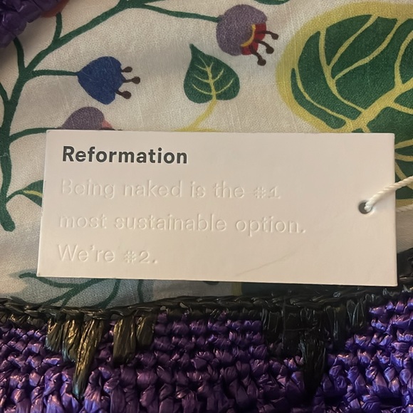 NWT REFORMATION oak vintage 68 raffia woven bag - Picture 2 of 3